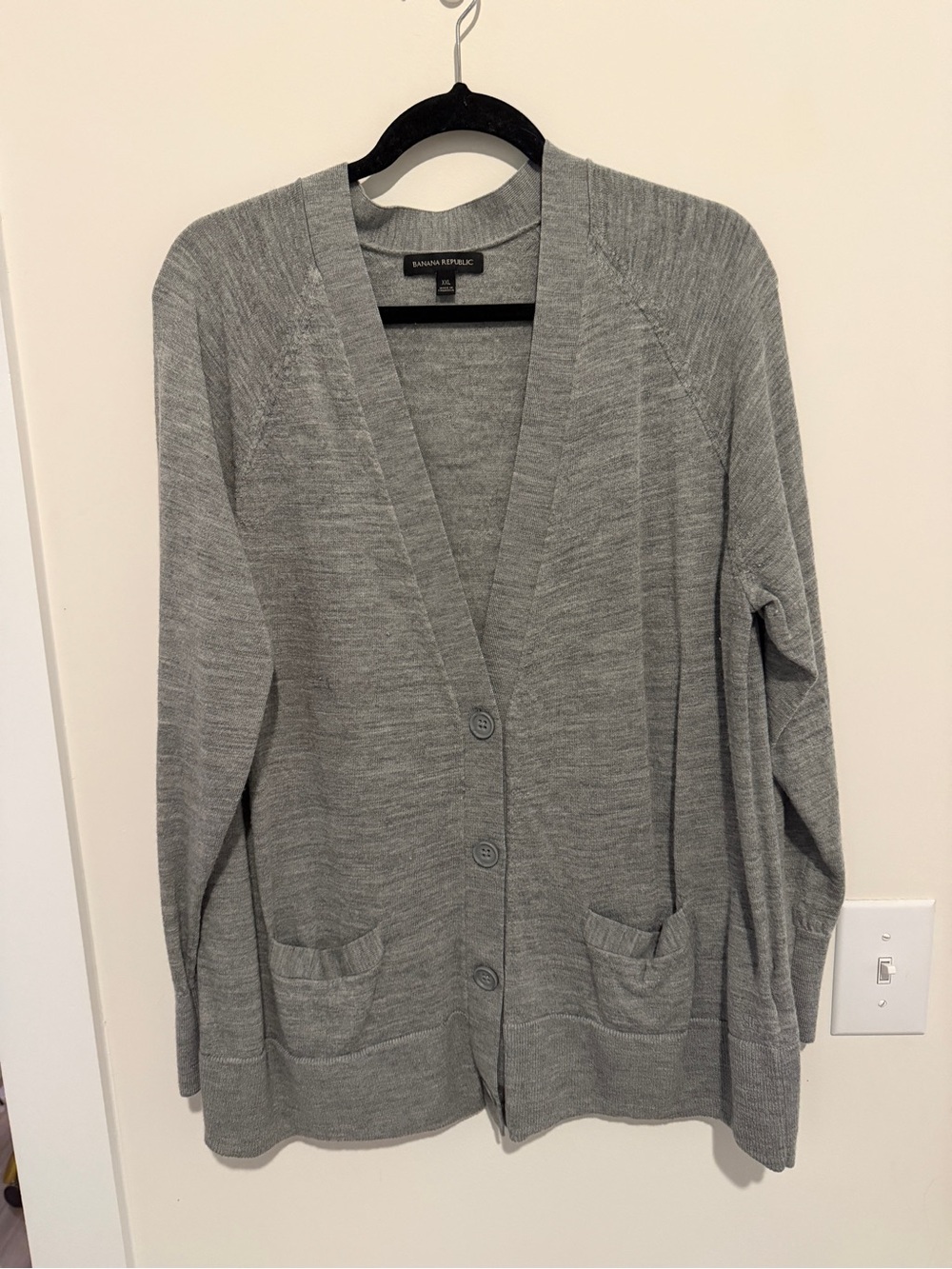 Banana Republic Light Gray V-Neck Button Cardigan